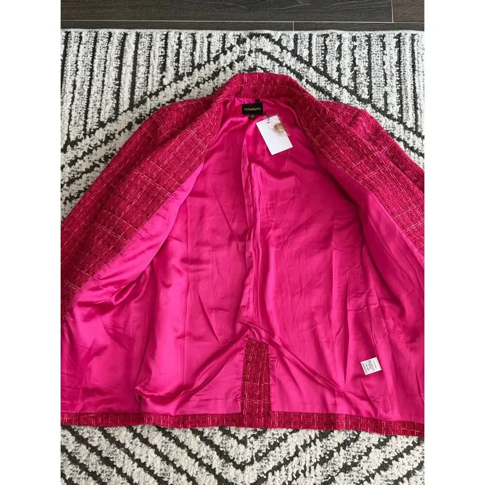 SUGAR + LIPS Ken Tweed Oversized Blazer Women's Size Medium NWT